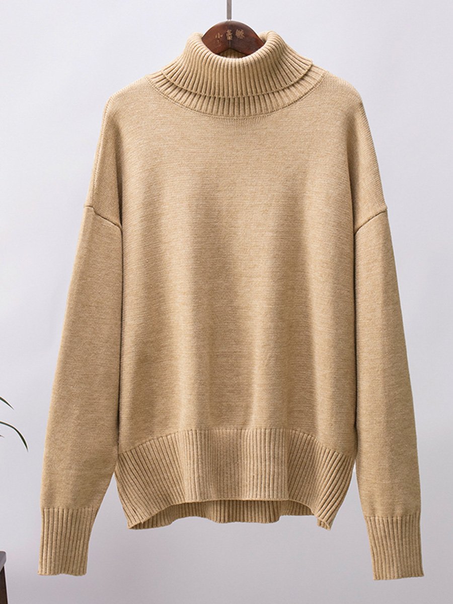 Turtleneck Loose Classic Versatile Solid Color Pullover Sweater