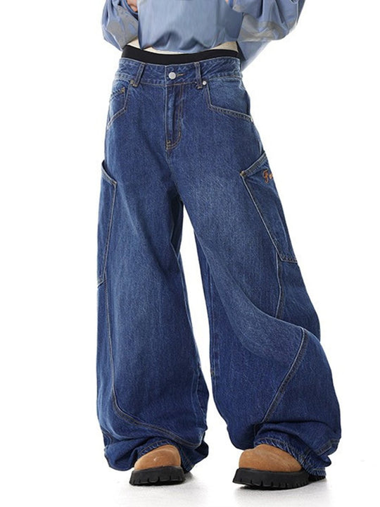 American Retro Design Big Pocket Jeans