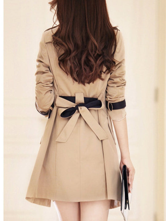 Colorblock Double-breasted Trench Coat