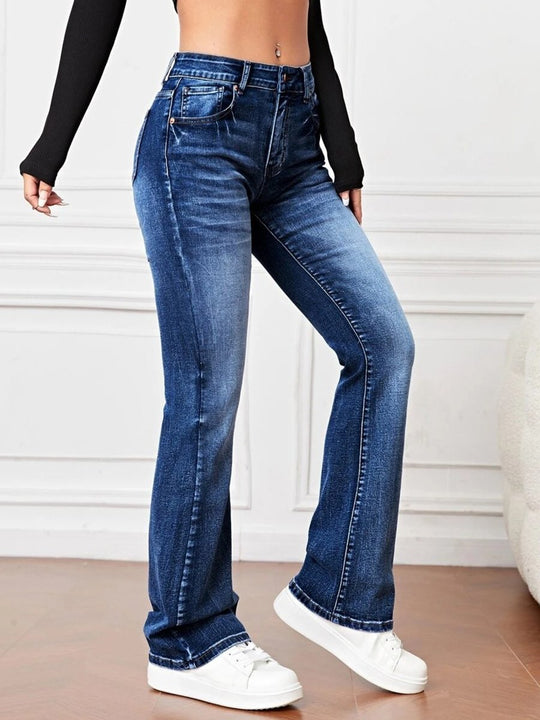 Fashionable and Versatile High Waist Bootcut Jeans