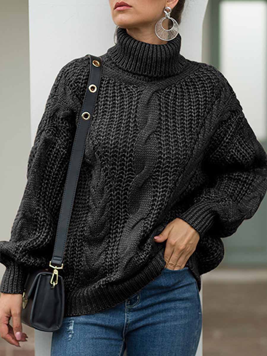 Thick Twist Turtleneck Knitted Sweater