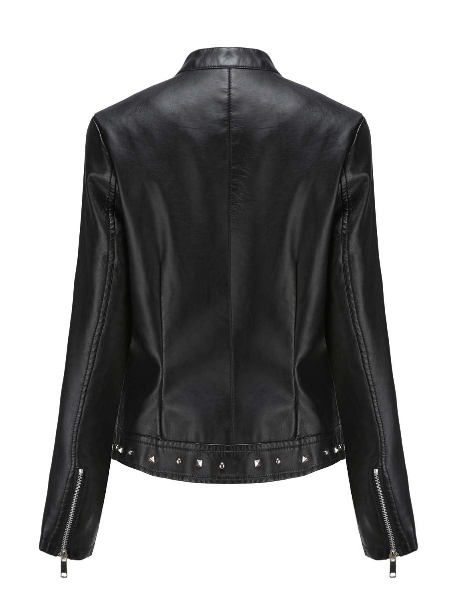 Women's Vintage Riveted Leather Jacket