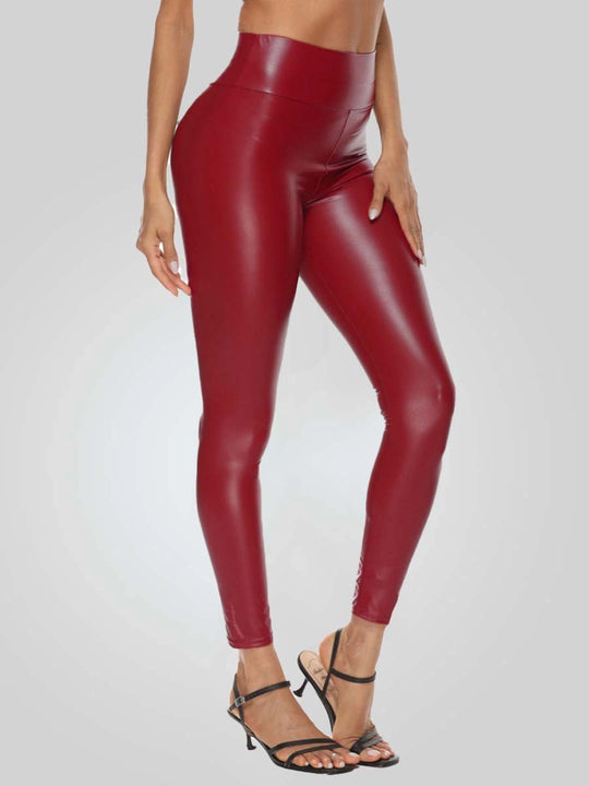 Women's High Waist Slim Fit Leather Leggings