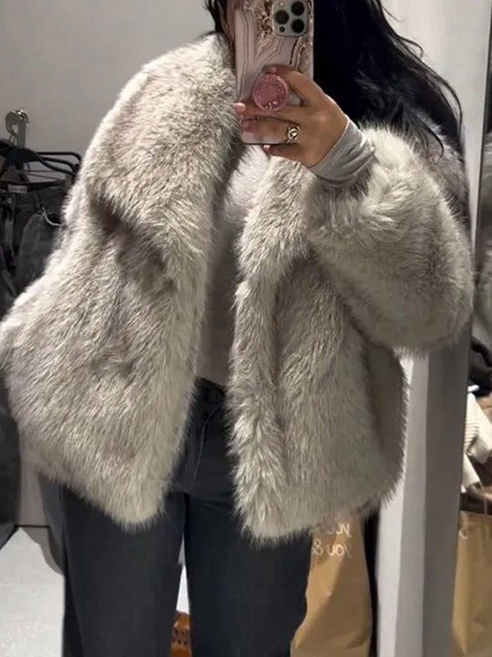 Fashion Lapel Fox Fur Coat