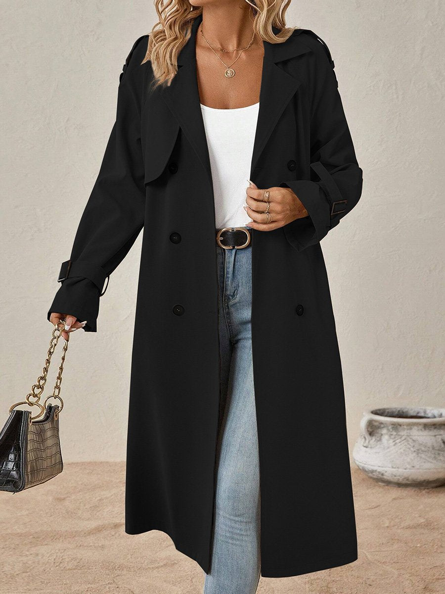 Women's Elegant Double-breasted Long Trench Coat