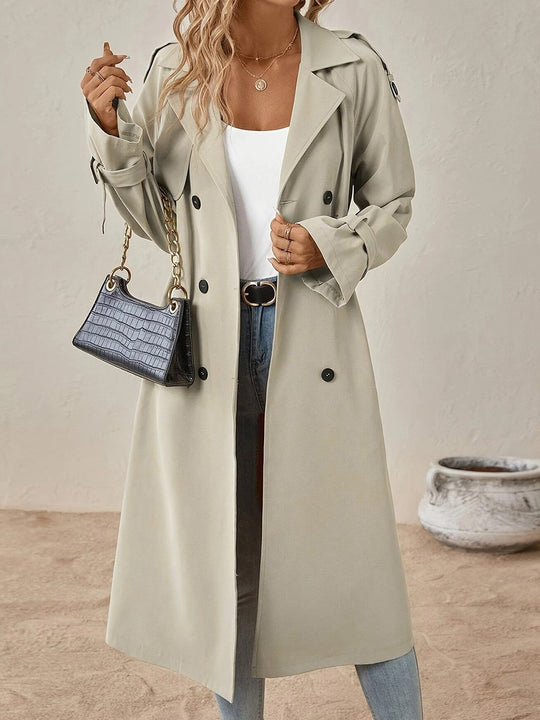 Women's Elegant Double-breasted Long Trench Coat