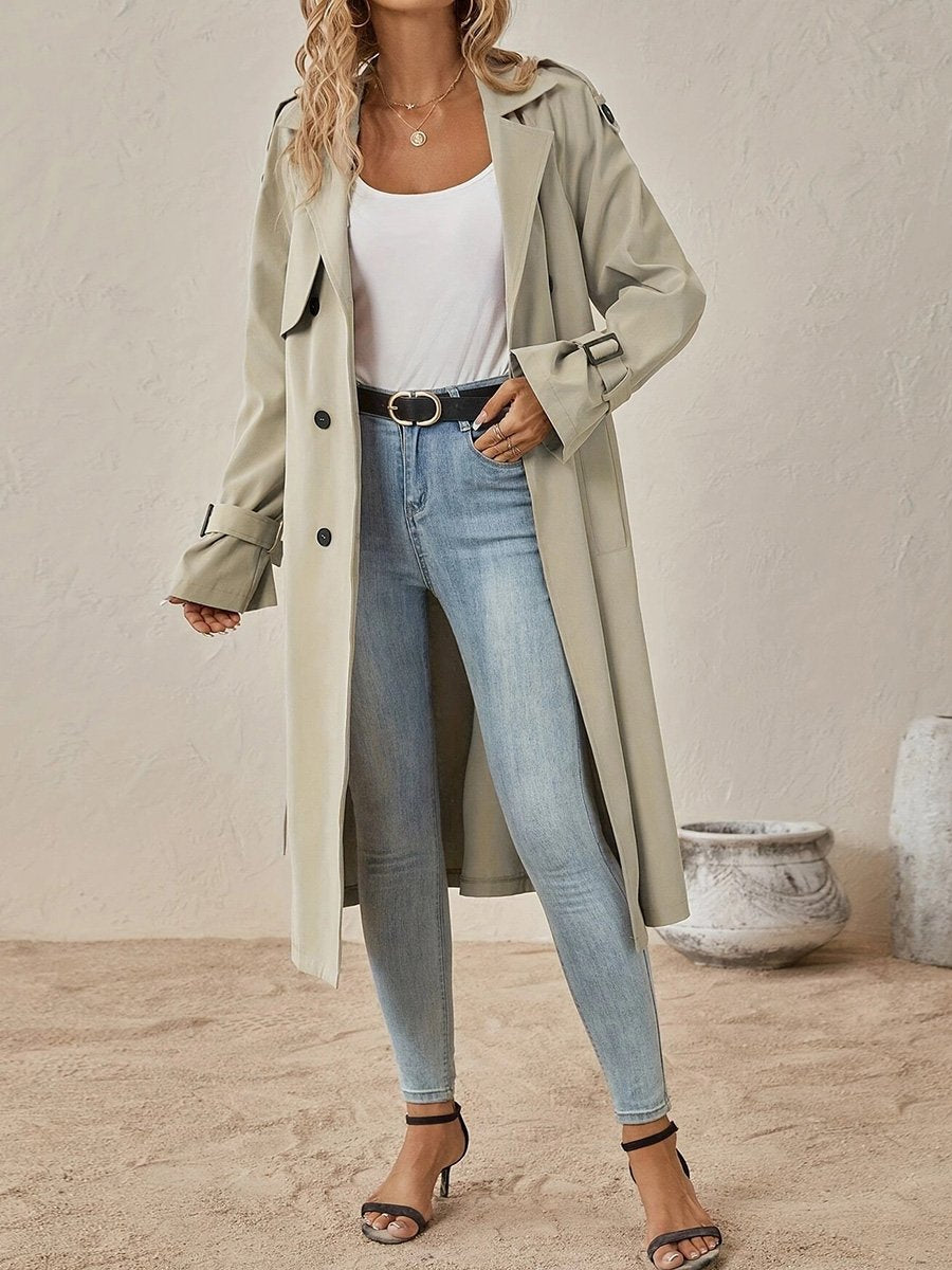 Women's Elegant Double-breasted Long Trench Coat