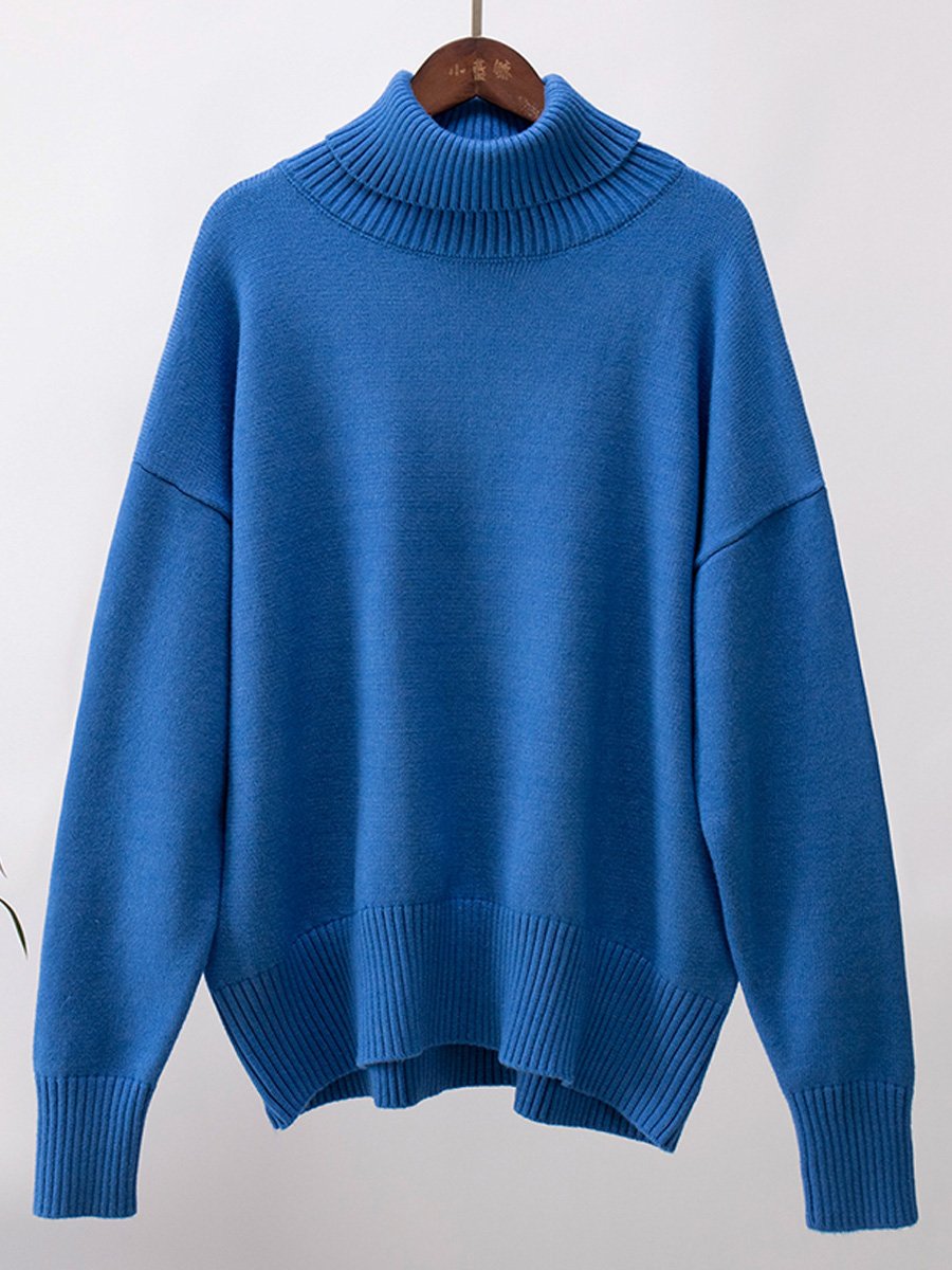 Turtleneck Loose Classic Versatile Solid Color Pullover Sweater