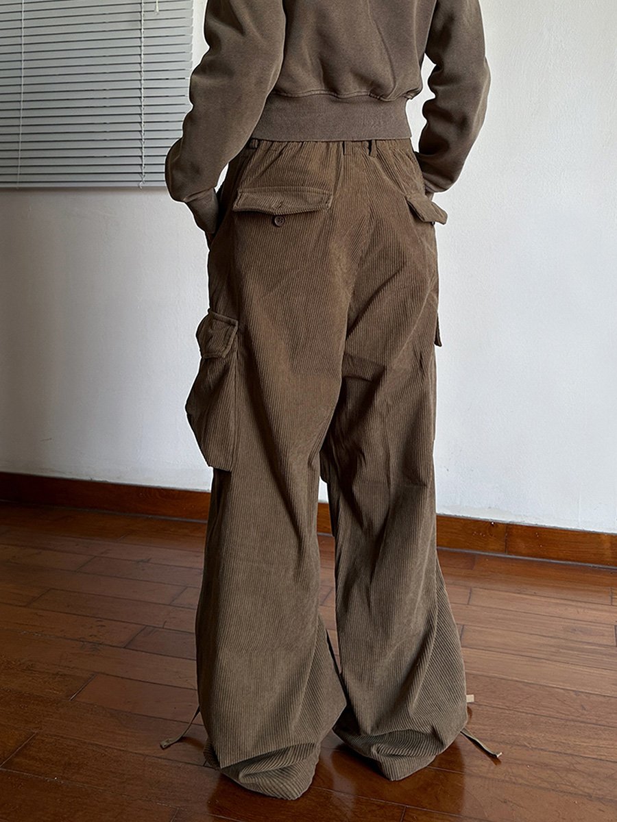 American Retro Corduroy Multi-pocket Overalls