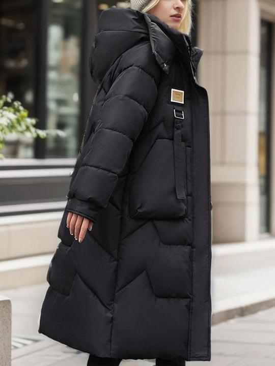 Casual Detachable Hooded Thickened Mid-Length Cotton Puffer Jacket