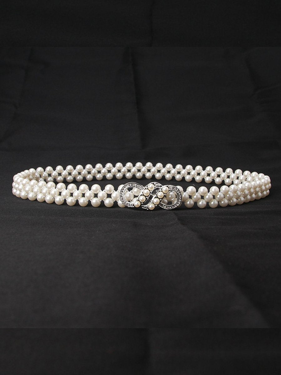 Women's Fashion Pearl Rhinestone Decorated Belt