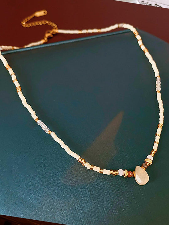 Baroque Freshwater Pearl Colored Natural Stone Necklace