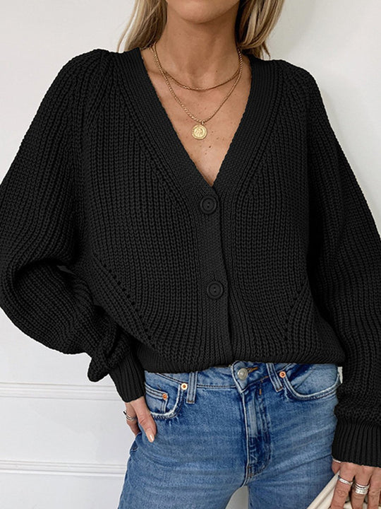 V-neck Basic All-match Daily Knitted Cardigan