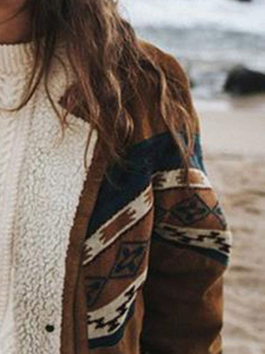 Casual Patchwork Long Sleeve Cotton Coat