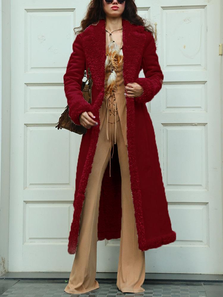 Stylish Windproof Fur Lined Thick Suede Long Coat