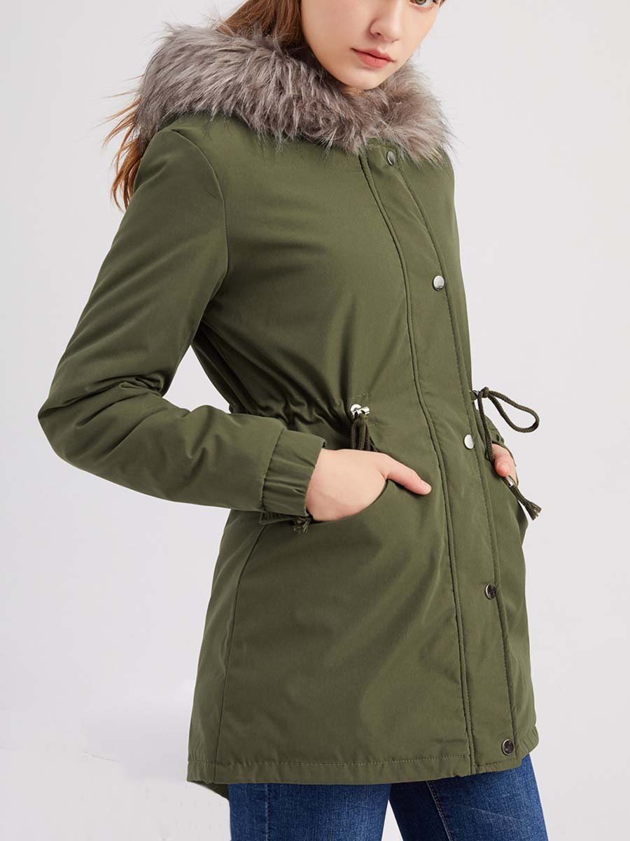 Women's Vintage Lined Hooded Parka Cotton Coat