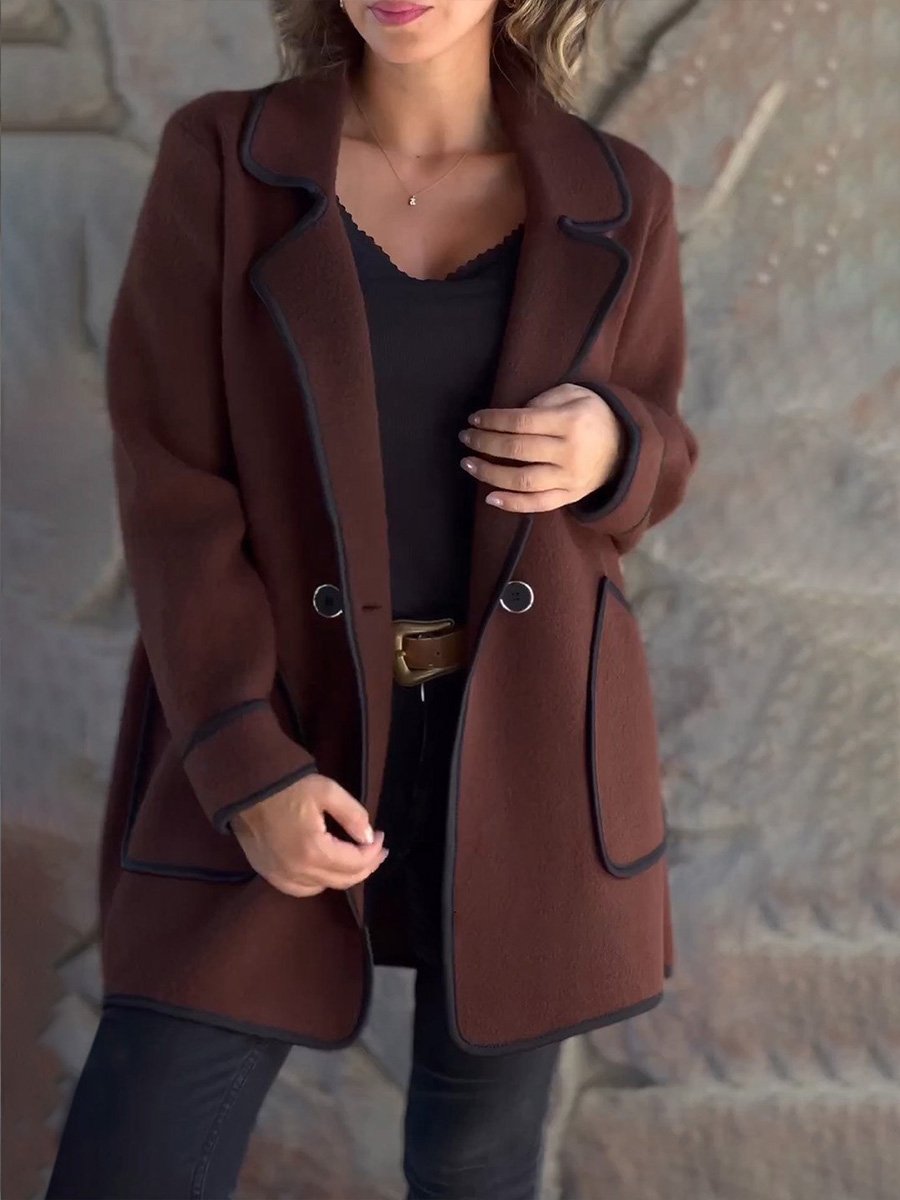 Fashionable and Elegant Suit Collar Double-faced Woolen Coat