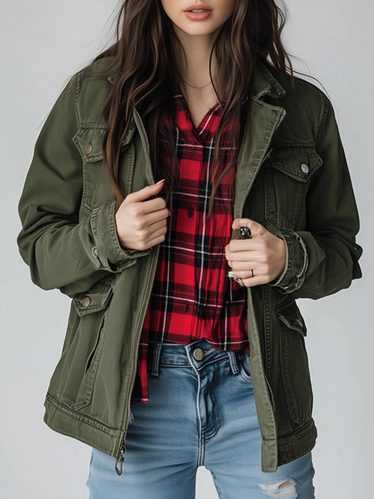 Casual Retro Versatile Multi-pocket Work Jacket