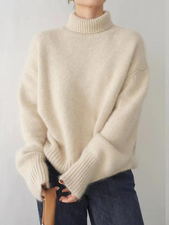 High Collar Solid Color Thick Cashmere Sweater