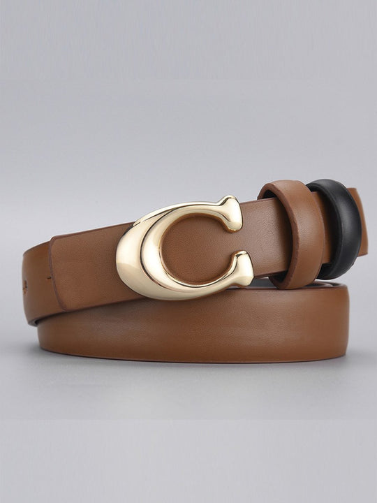 C Buckle Smooth Buckle Women's Belt