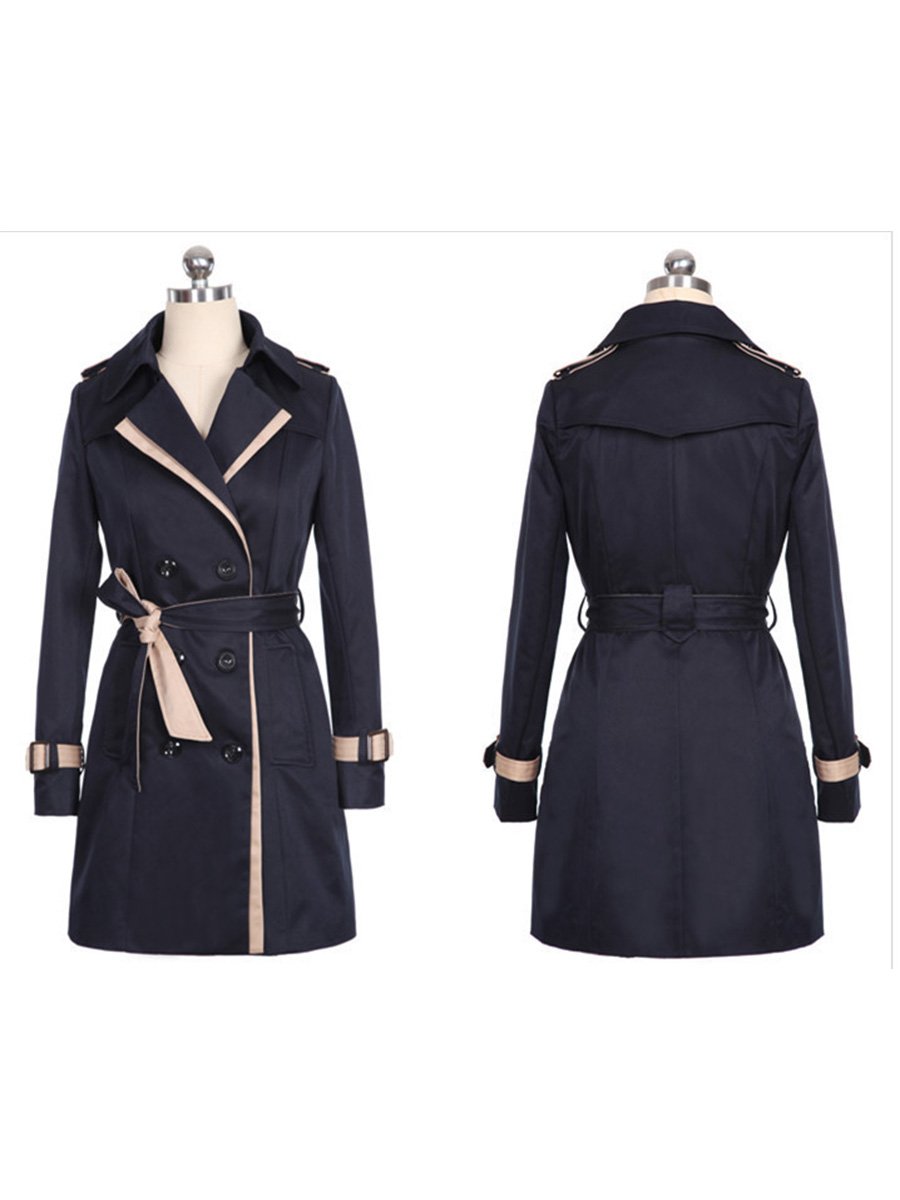 Colorblock Double-breasted Trench Coat