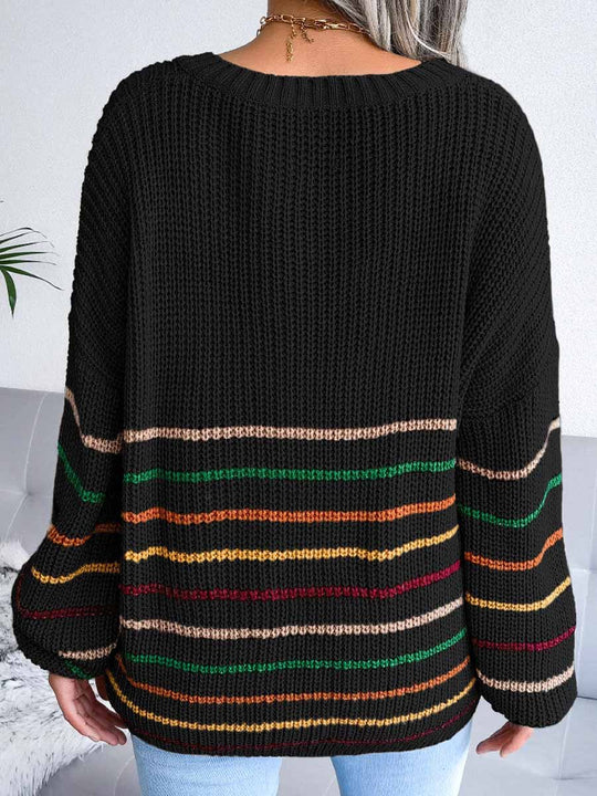 Rainbow Stripe Loose Fit Sweater