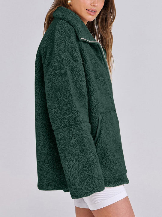 Women's Solid Color Lamb Wool High Collar Wool Coat