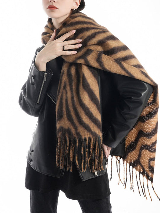 Cashmere Zebra Stripes Fashion Print Warm Scarf Shawl