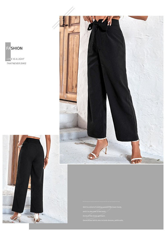 Belted Commuting High-waisted Wide-leg Pants for The Workplace 53110366