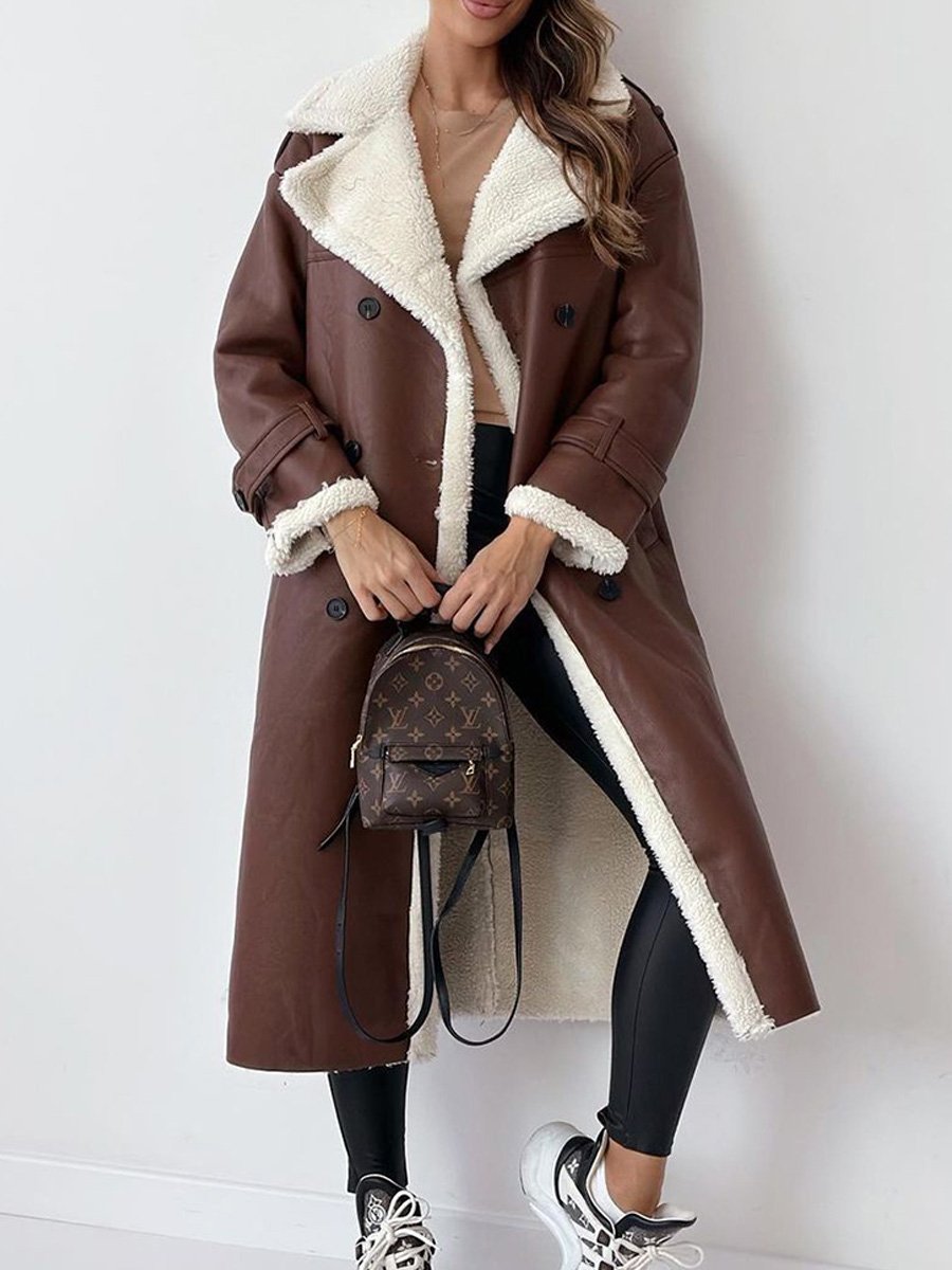 Double-layer Stand-up Collar Composite Fur Coat