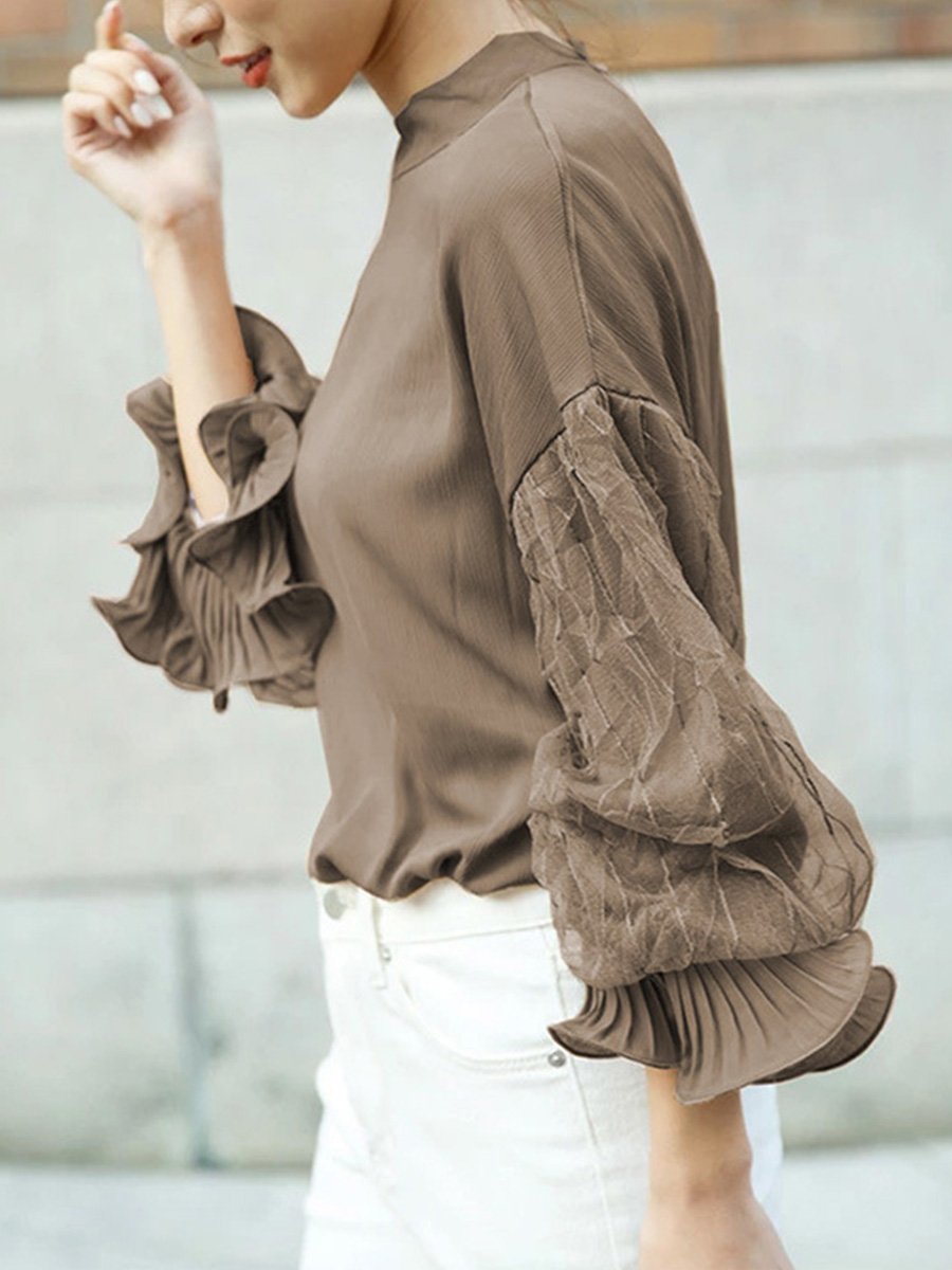 Loose Mesh Lantern Sleeve Shirt