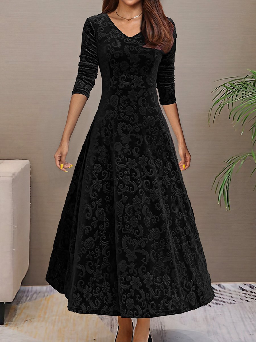 Elegant Velvet Midi Dress