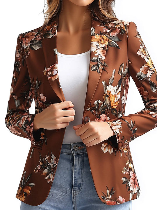 Commuter Lapel Satin Print Blazer