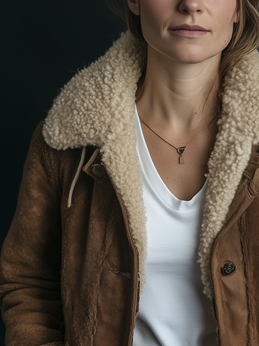 Vintage Casual Suede and Lambskin Warm Jacket