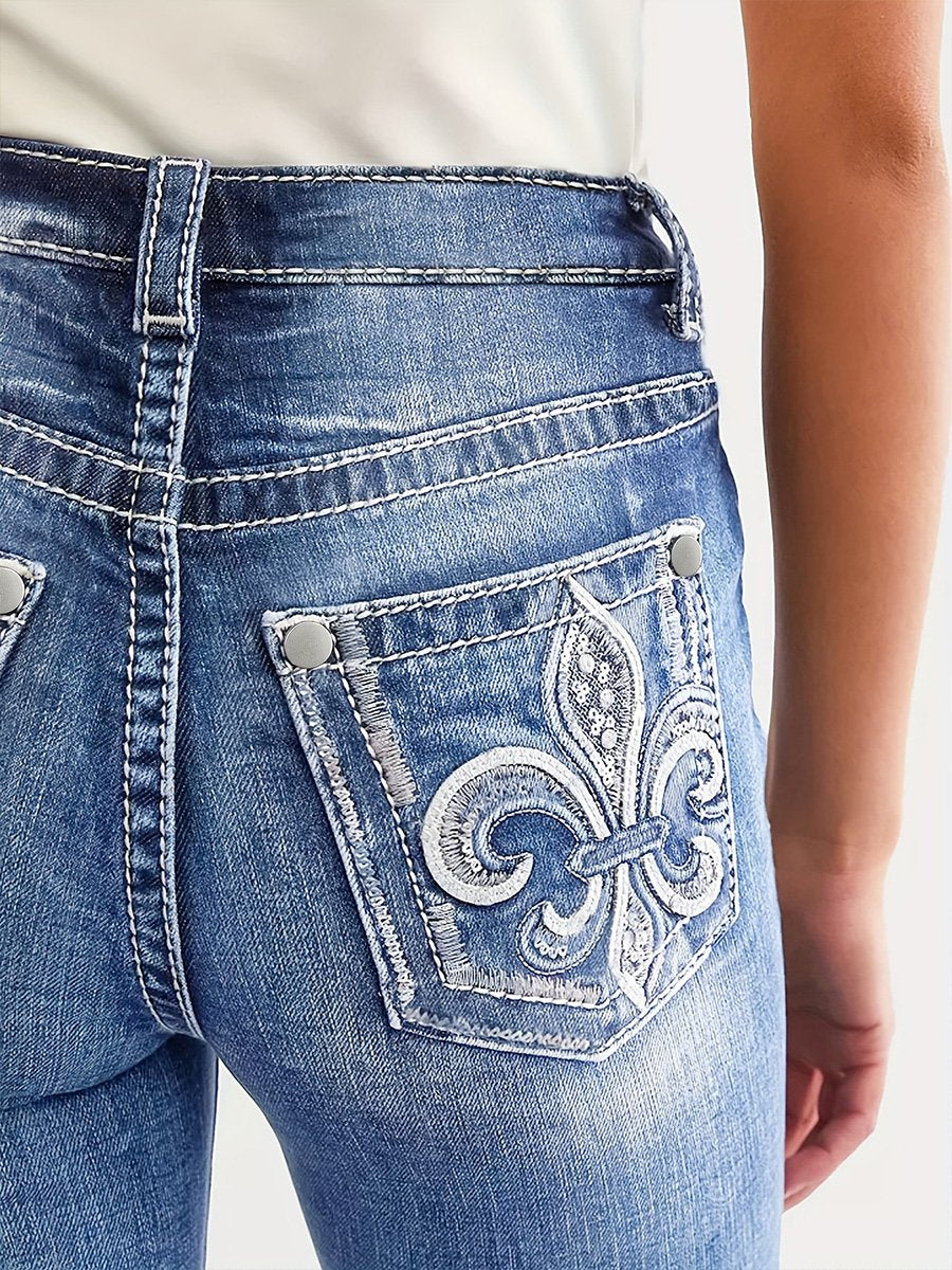 Women's Embroidered Casual Slim Jeans