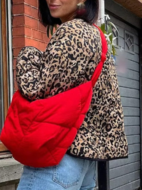 Fashionable Leopard Print Cotton Jacket