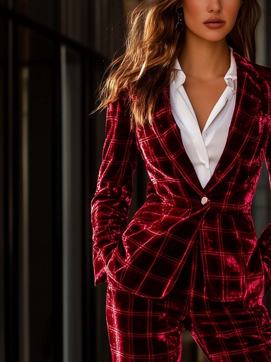 Women's Vintage Red Velvet Suit