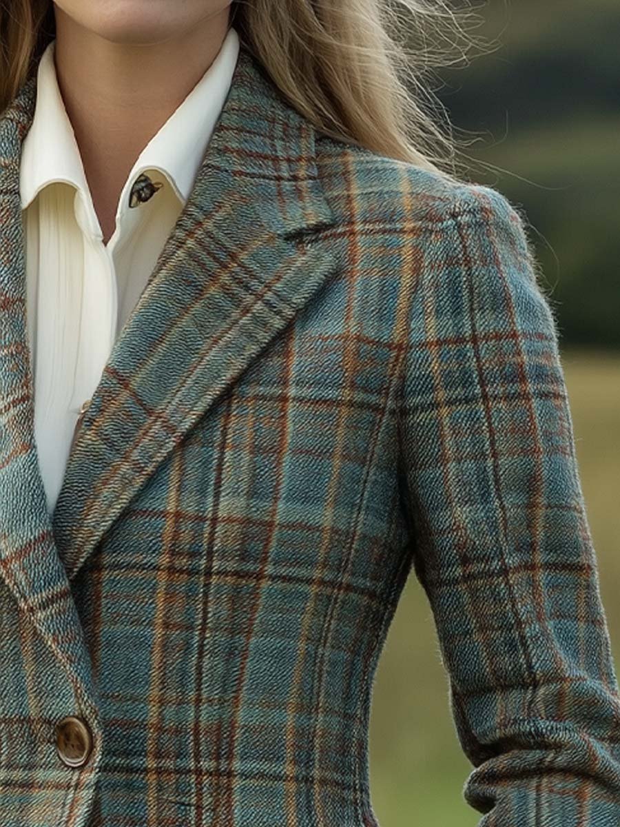 Women's Retro Plaid Blazer