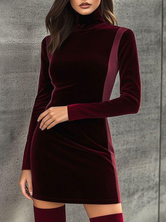 Chic Constract Trim Daily and Party Velvet Bodycon Dress