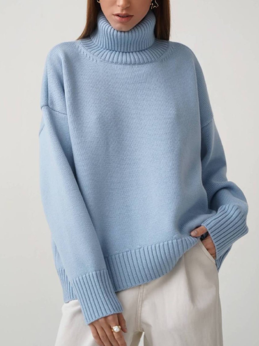 Turtleneck Loose Classic Versatile Solid Color Pullover Sweater