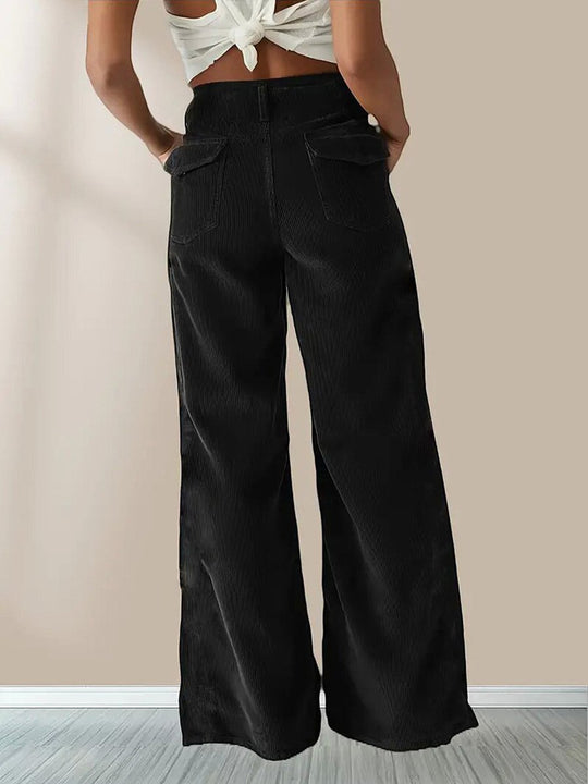 High Waist Slim Casual Drape Straight Pants