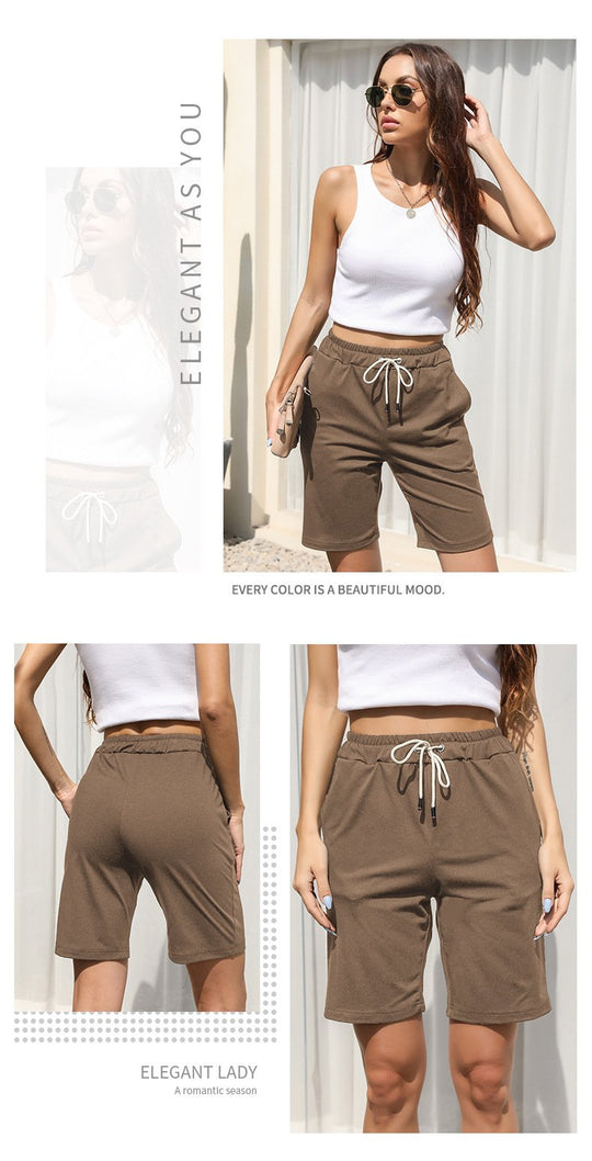 Elastic Drawstring Cropped Shorts 96816565YM