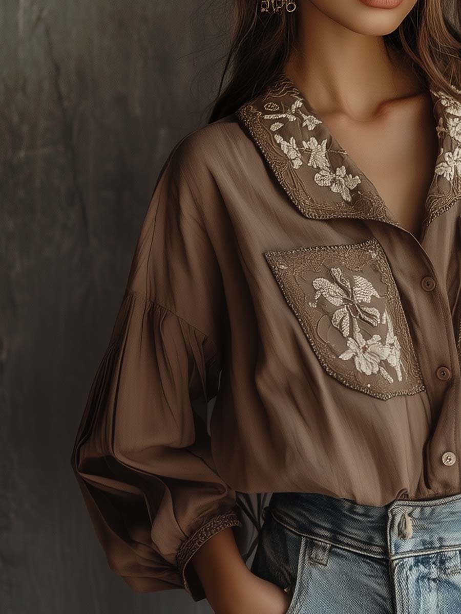 Vintage Floral Embroidered Blouse A Nod to Rustic Elegance