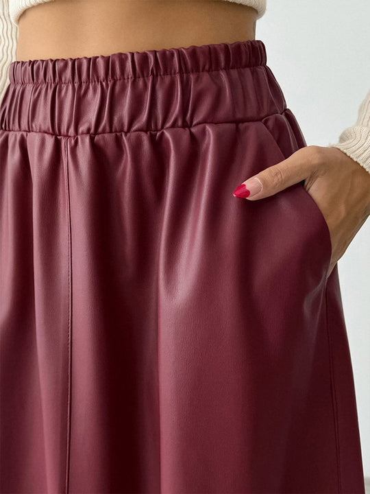 Fashionable Angora Leather Satin Skirt