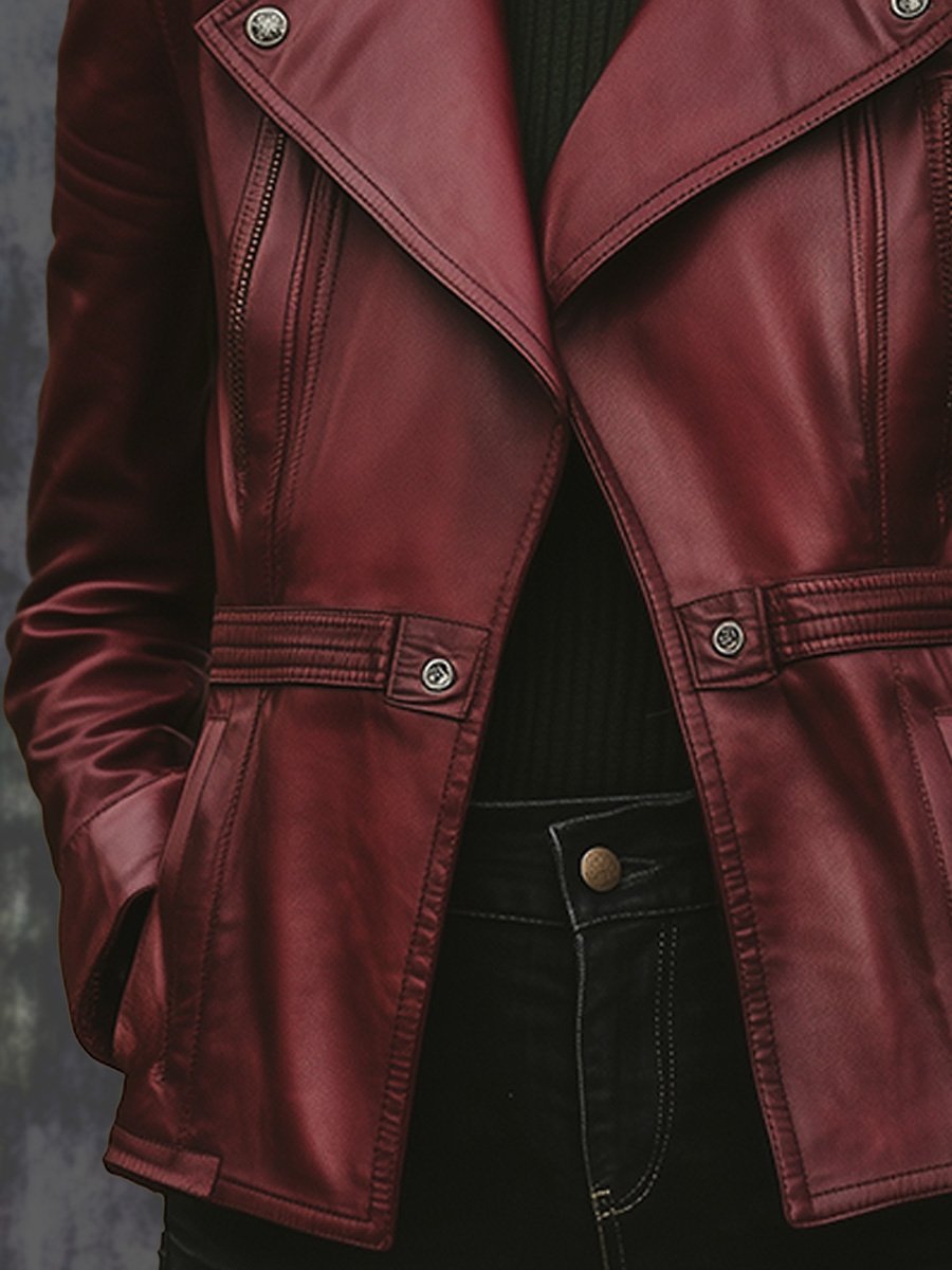 Fashion Retro Lapel Thick Leather Jacket