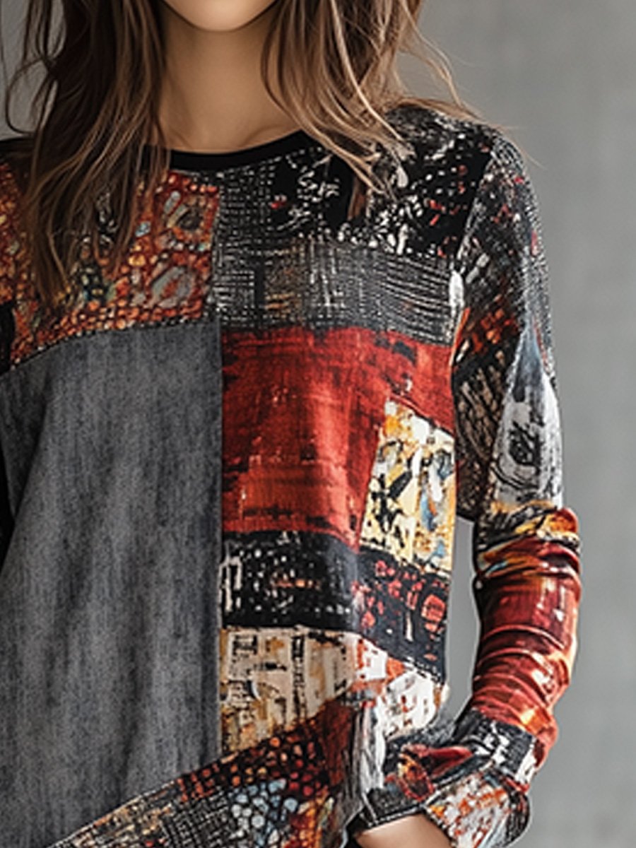 Art Elegant Comfort Asymmetric Patchwork Top