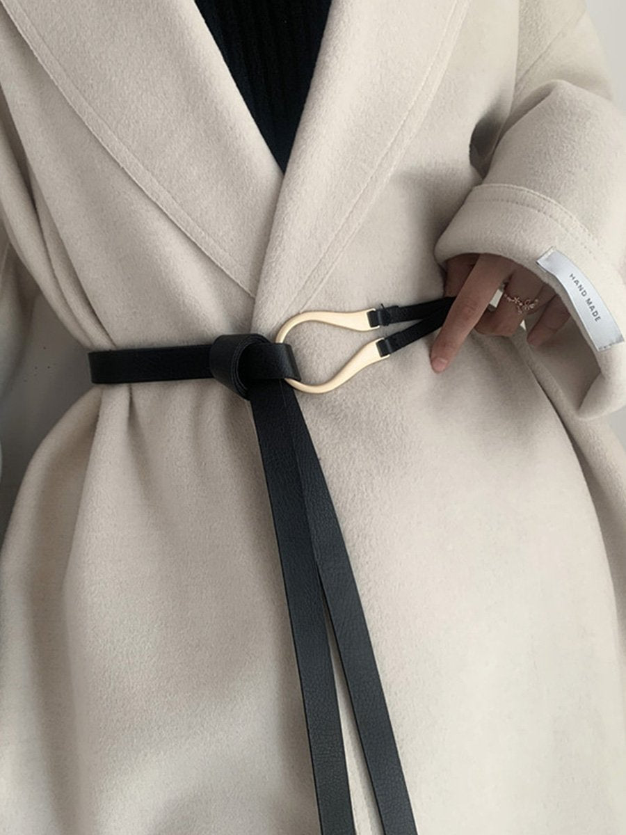 Fashionable and Versatile Horseshoe Buckle Knotted Belt