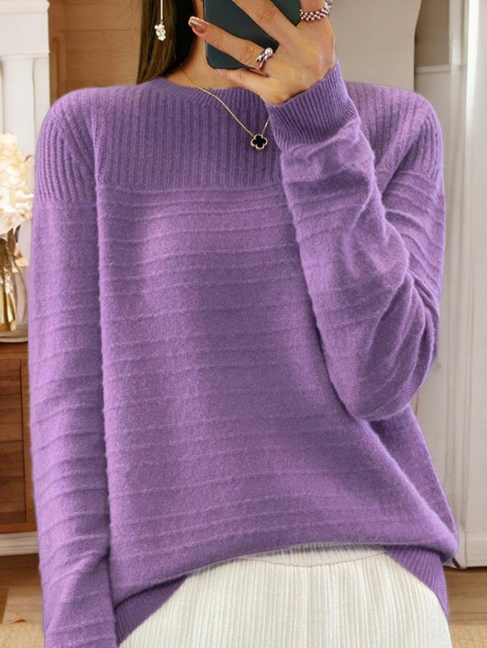 Retro Solid Color Jacquard Wool Sweater