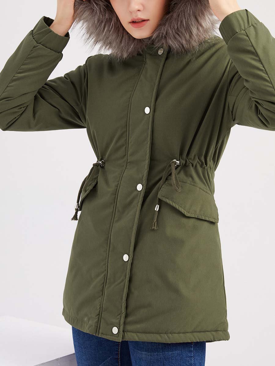 Women's Vintage Lined Hooded Parka Cotton Coat