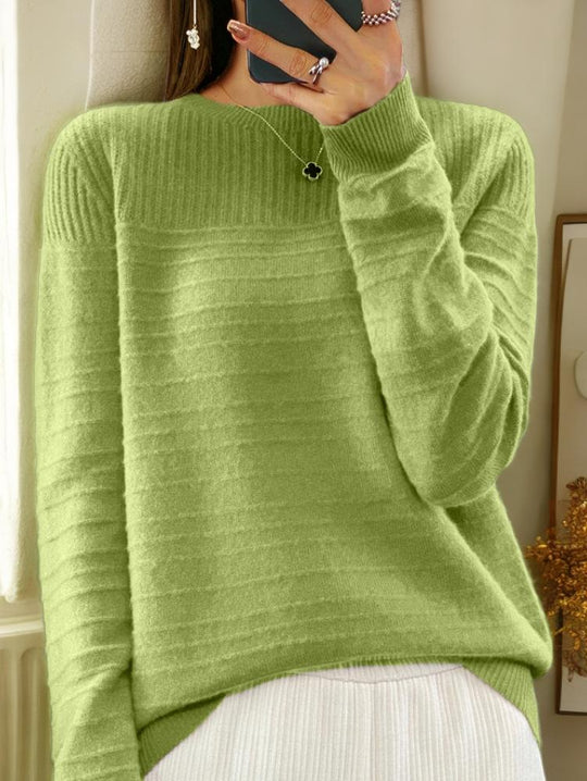 Retro Solid Color Jacquard Wool Sweater